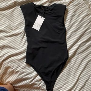 ZARA new with tags cap shoulder black bodysuit